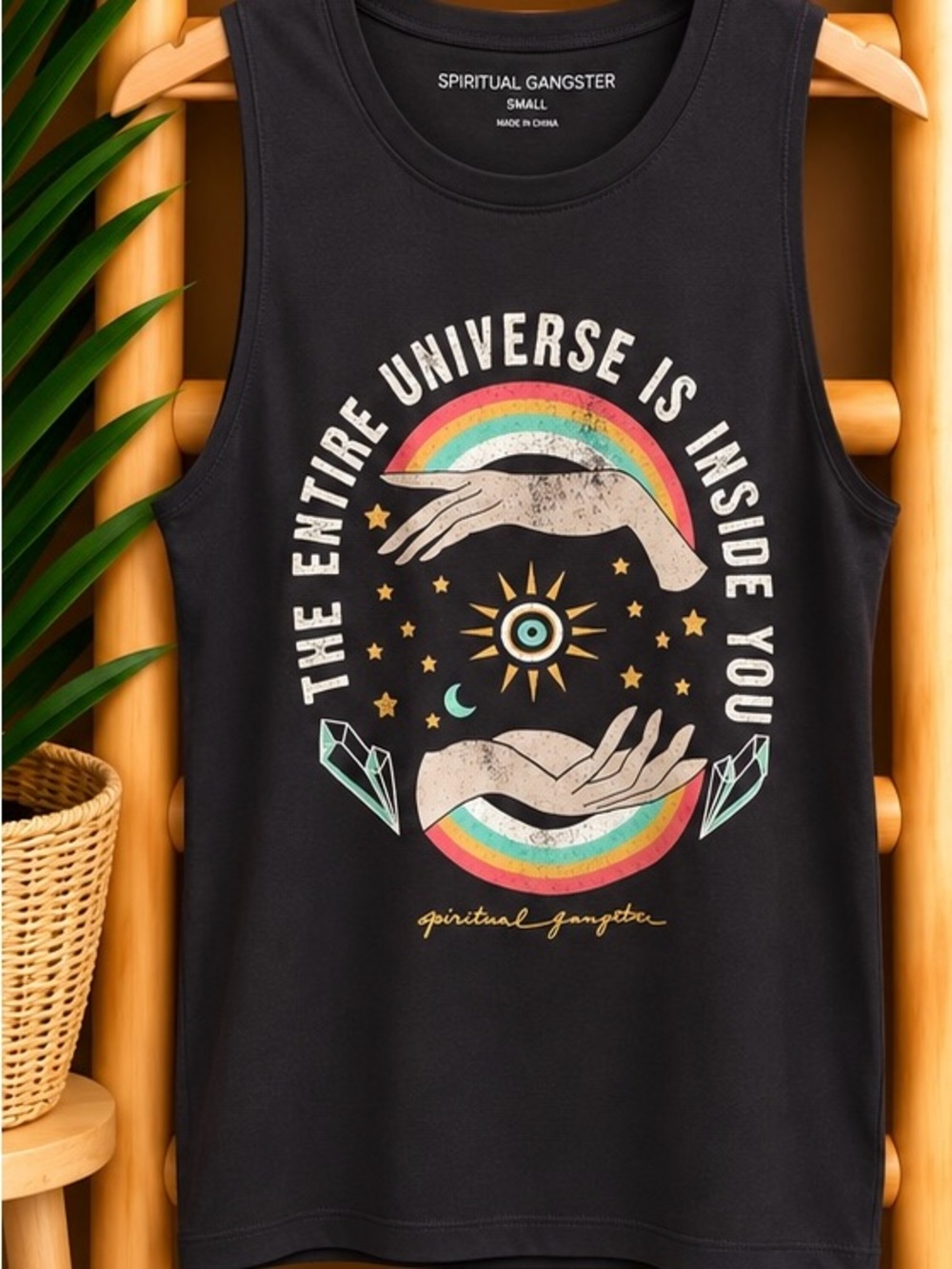 Spiritual Gangster Universe Graphic Muscle Tank Charcoal S NWOT